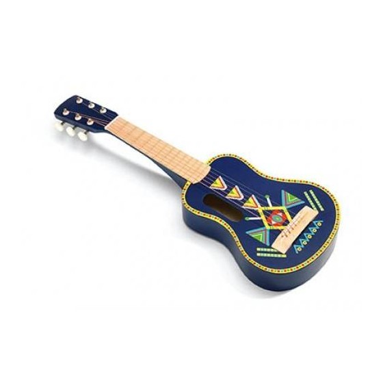 Guitare bleue 6 cordes métalliques