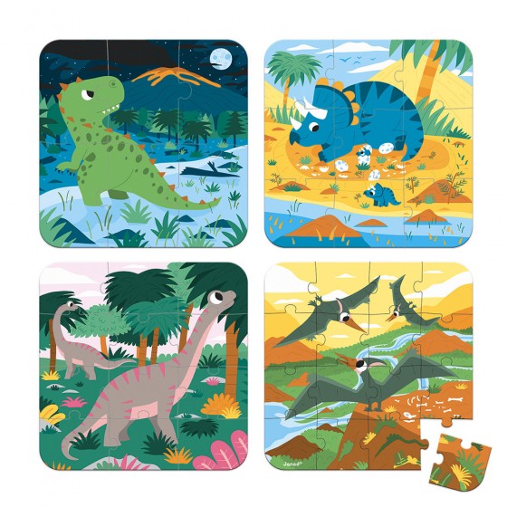 4 puzzles évolutifs Dinosaures