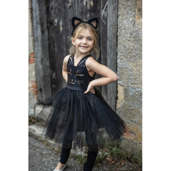 ROBE ET TETE DE  CHAT NOIR 3-4 ANS